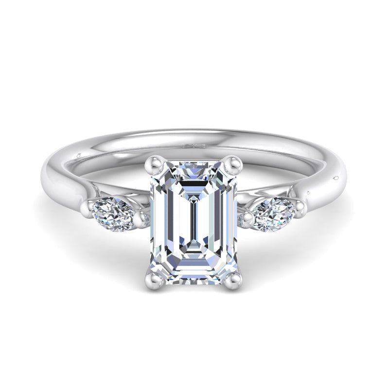 Classic Emerald-Cut Center with Side Accents Lab Grown Diamond Center Engagement Ring