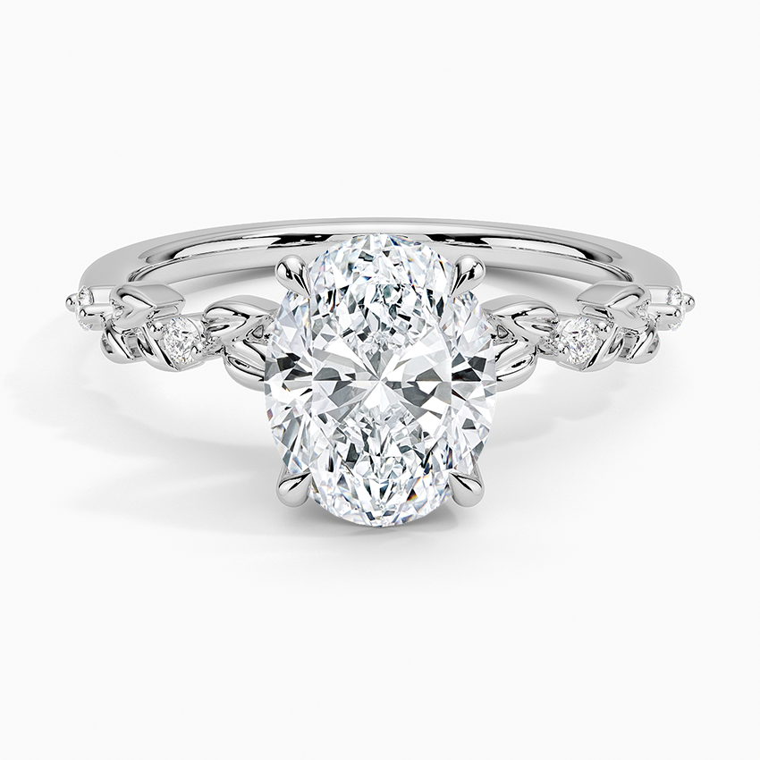Vine Bloom Milgrain Oval Lab Grown Diamond Center Engagement Ring