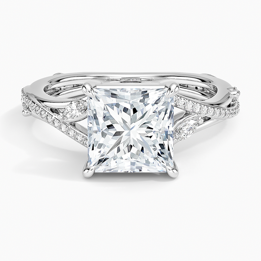 Split Vine Marquise Cluster Princess Lab Grown Diamond Center Engagement Ring