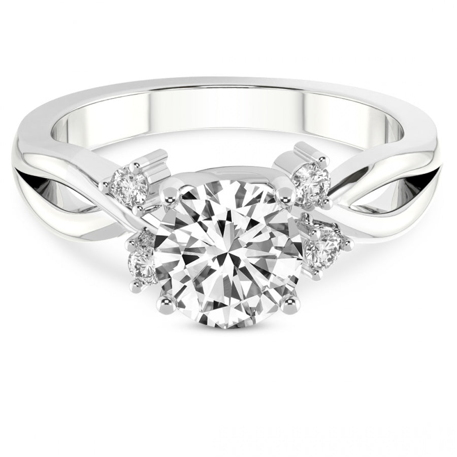 Twist Band Radiance round Lab Grown Diamond Center Engagement Ring
