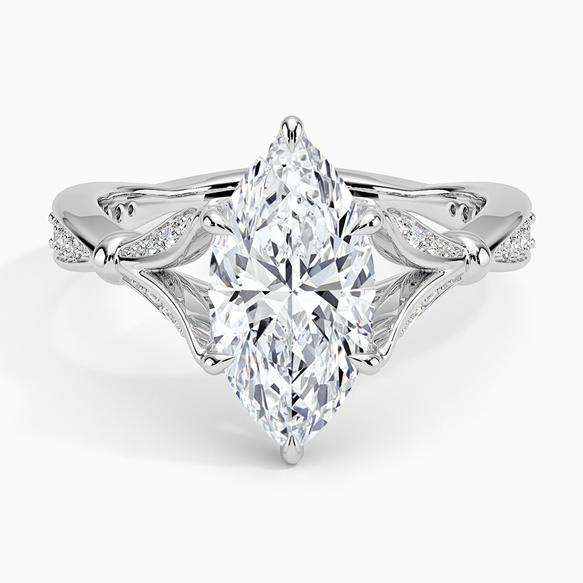 Leaf Embrace Split-Shank Marquise Lab Grown Diamond Center Engagement Ring
