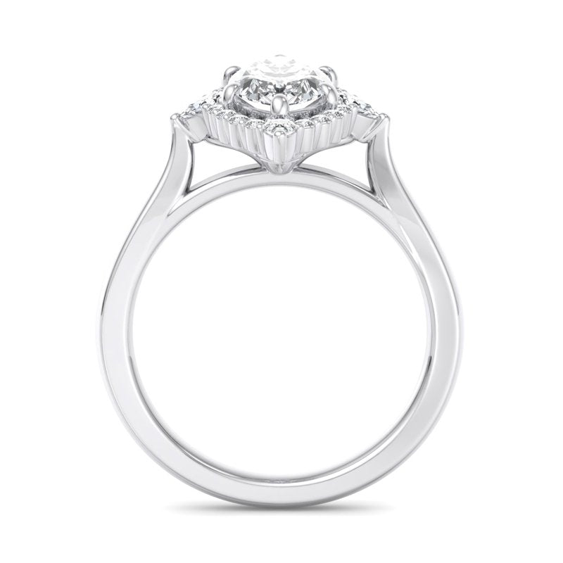 Halo-style with Pear Accents and Marquise Lab Grown Diamond Center Engagement Ring