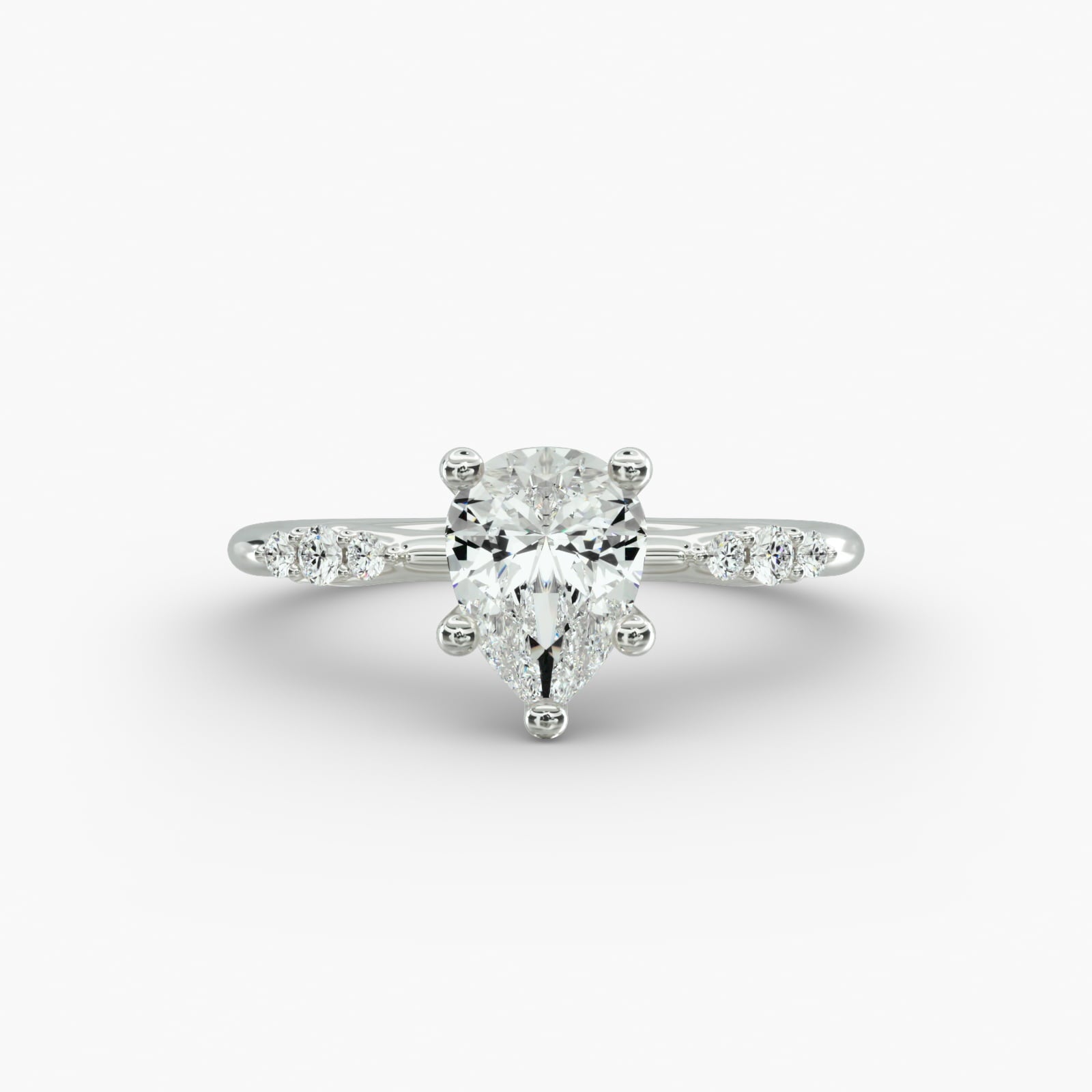 Graduated Sparkle Pear Lab Grown Diamond Center Engagement Ring