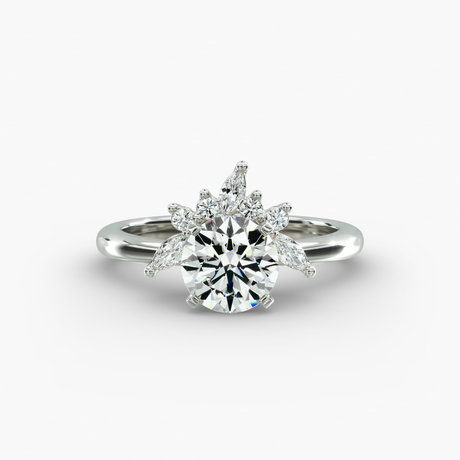 Crown Bloom Halo Round Lab Grown Diamond Center Engagement Ring