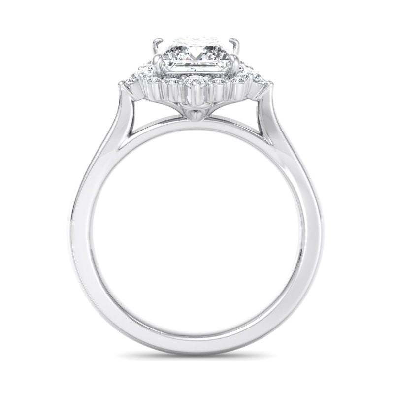Halo-style with Pear Accents and Princess Lab Grown Diamond Center Engagement Ring