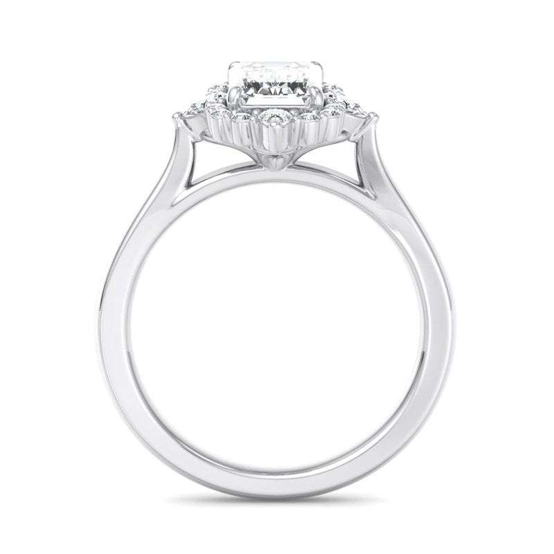 Halo-style with Pear Accents and Emerald Lab Grown Diamond Center Engagement Ring