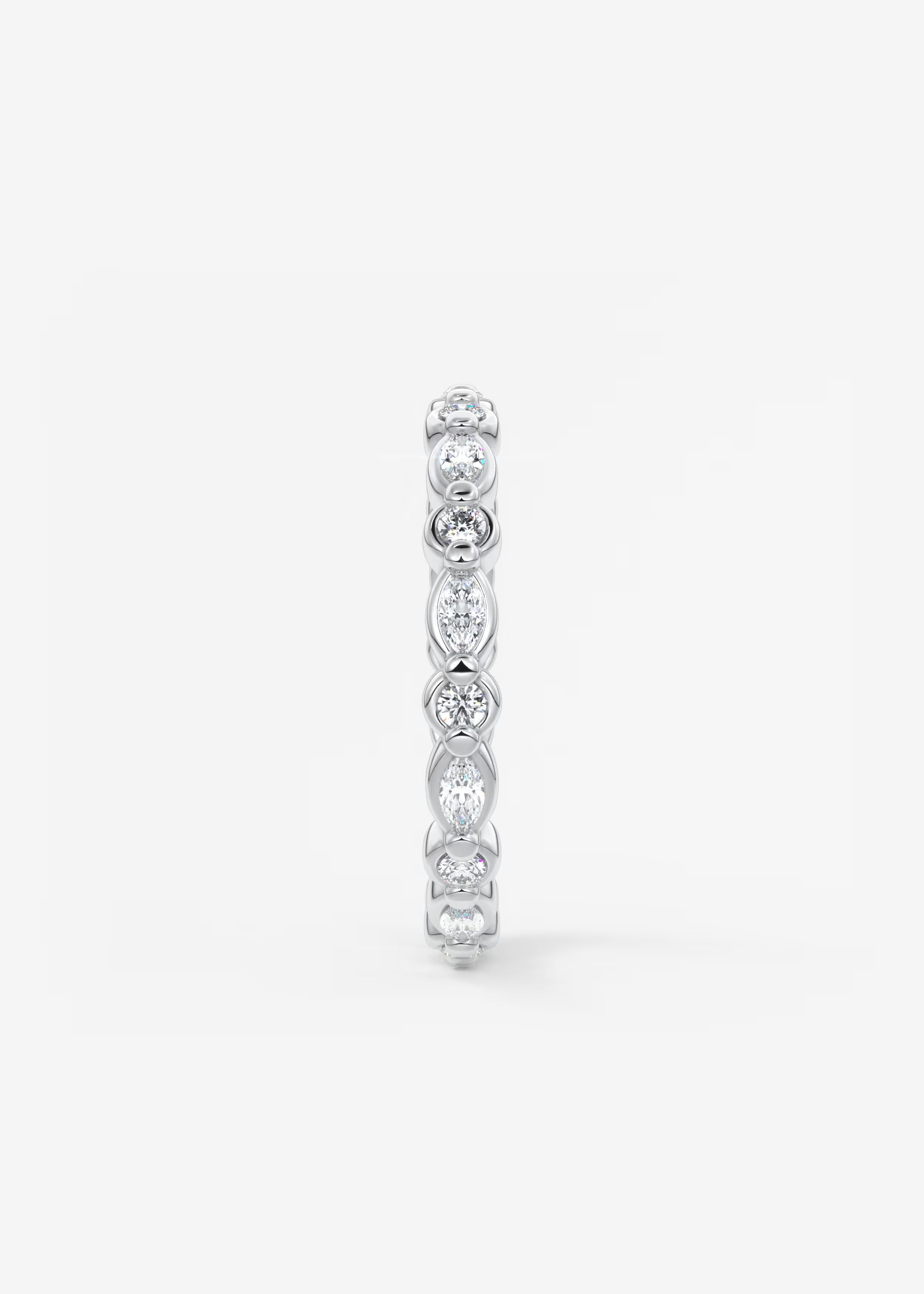 Gold Full Eternity Band with Alternating Oval and Round Diamond Motifs