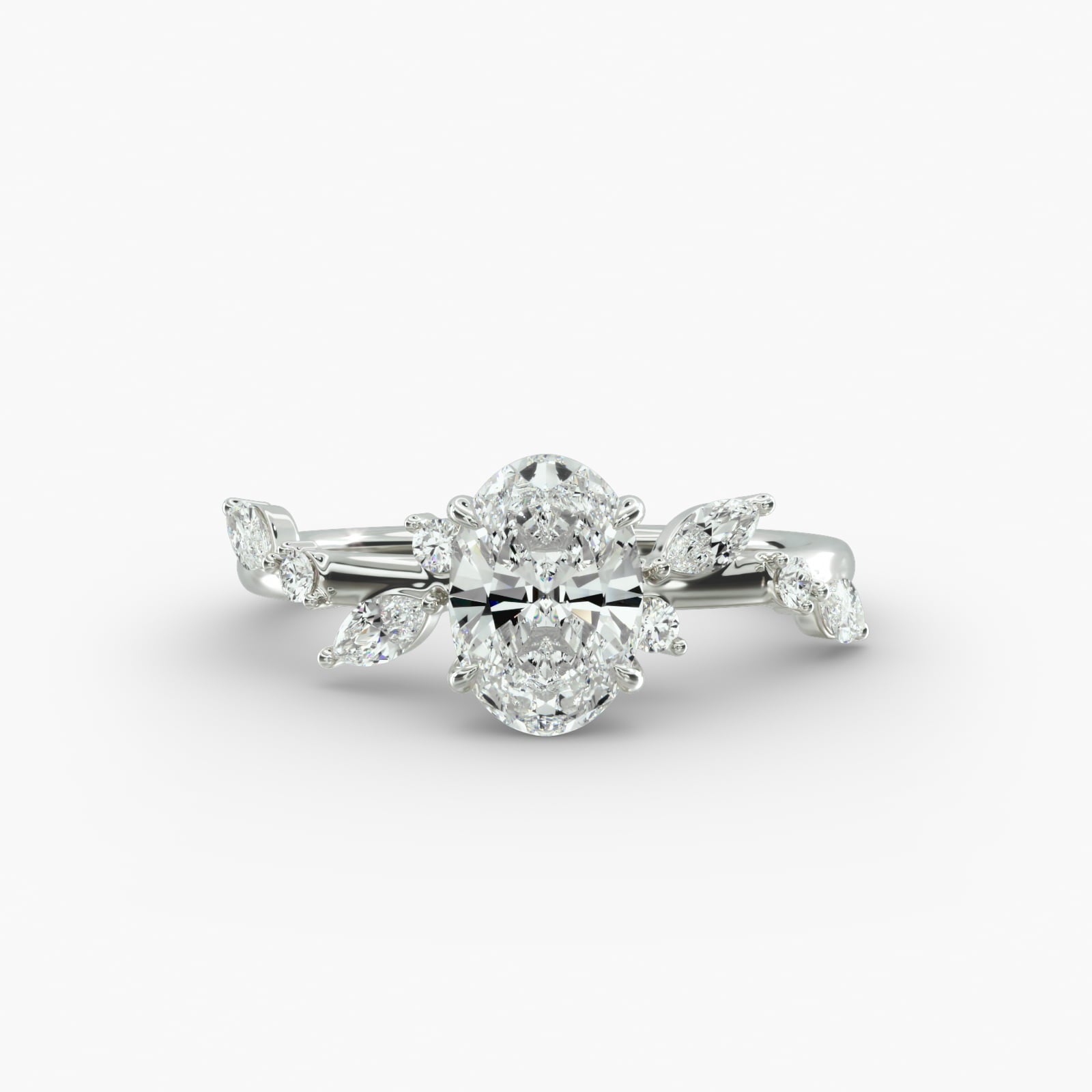 Symphony of Light Floral Oval Lab Grown Diamond Center Engagement Ring