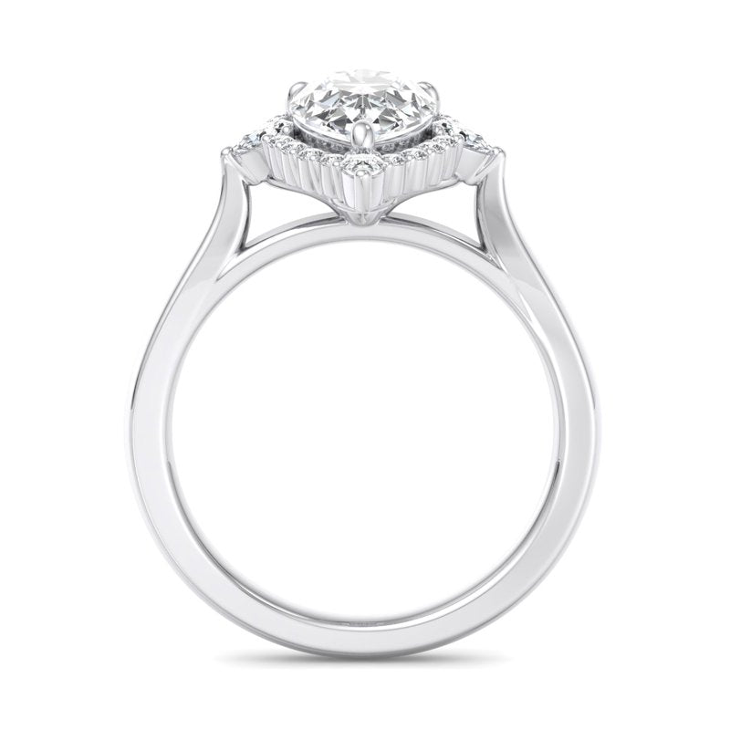 Halo-style with Pear Accents and Pear Lab Grown Diamond Center Engagement Ring