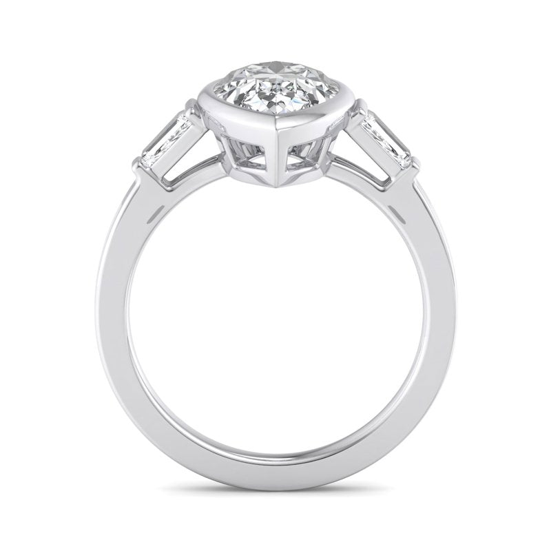Timeless Bezel-Set Pear Lab Grown Diamond Center Engagement Ring