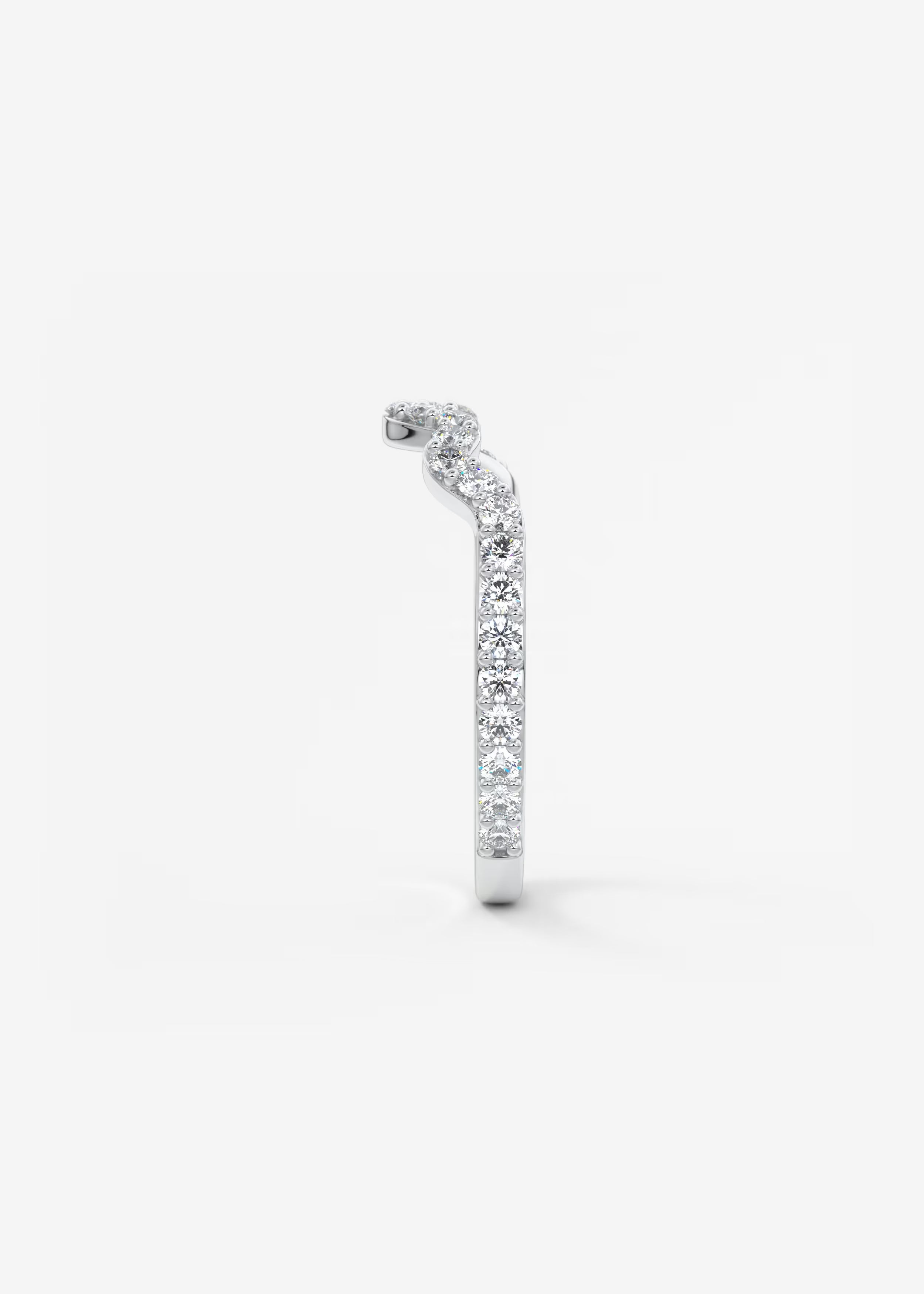Gold Wave Band with Flowing Lab‑Grown Diamonds in Curved Pavé Design