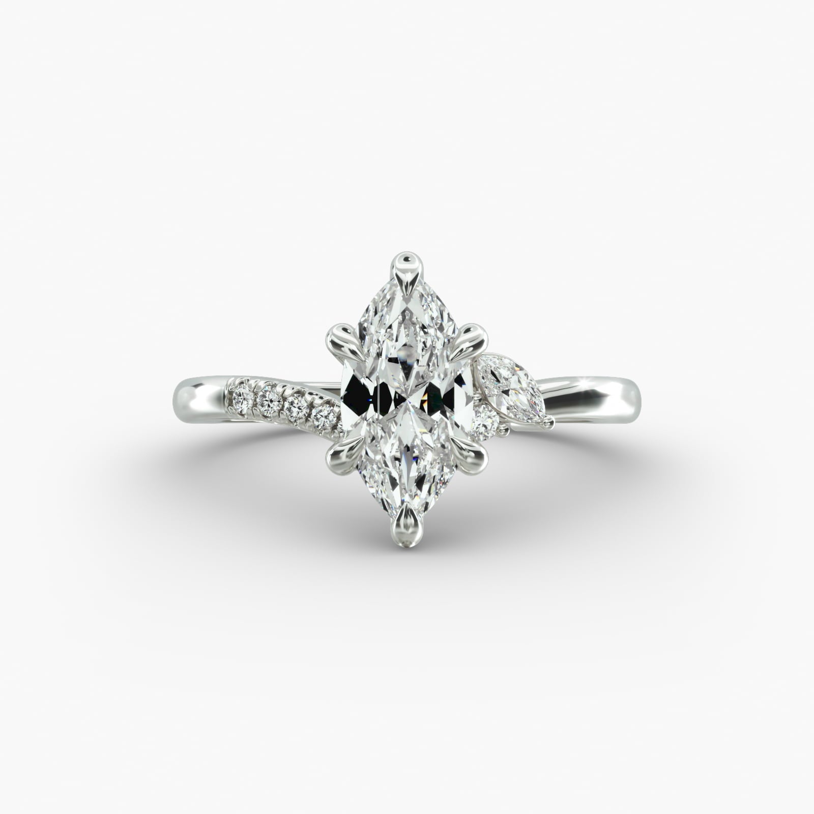 Asymmetric Elegance Marquise Lab Grown Diamond Center Engagement Ring