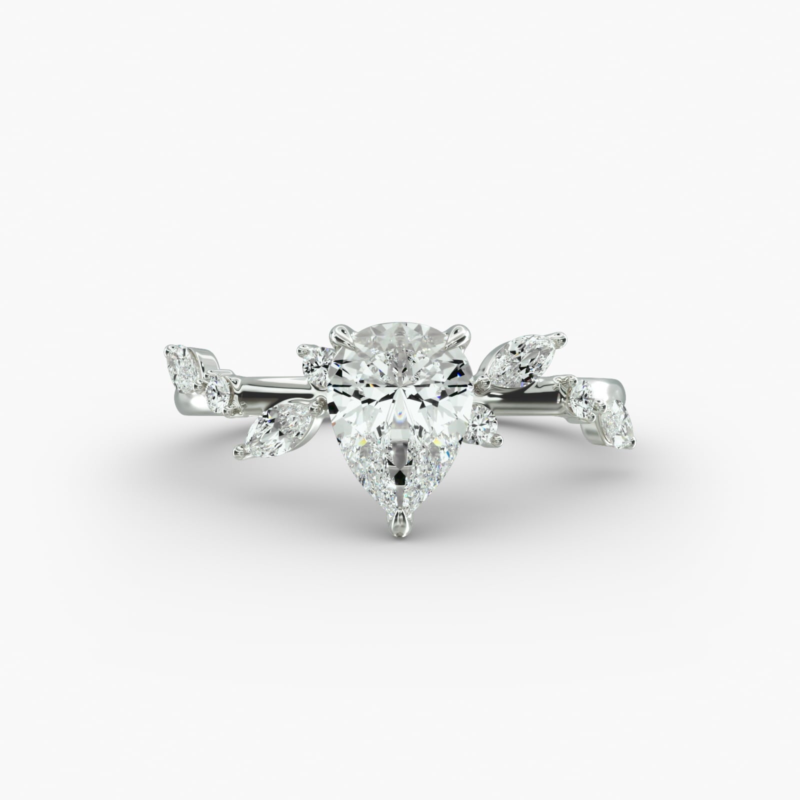 Symphony of Light Floral Pear Lab Grown Diamond Center Engagement Ring