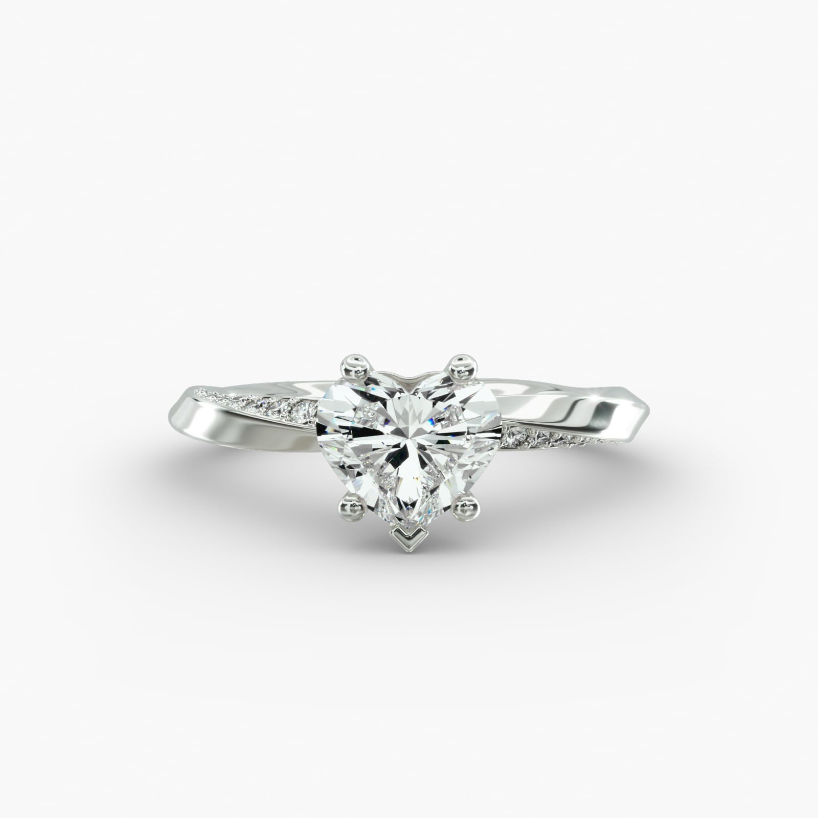 Twisted Sparkle Heart Lab Grown Diamond Center Engagement Ring