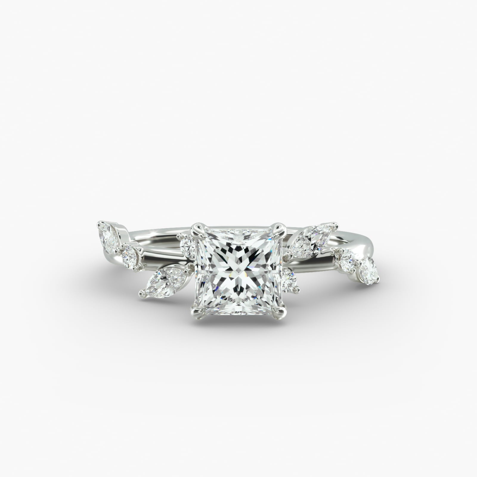 Symphony of Light Floral Princess Lab Grown Diamond Center Engagement Ring