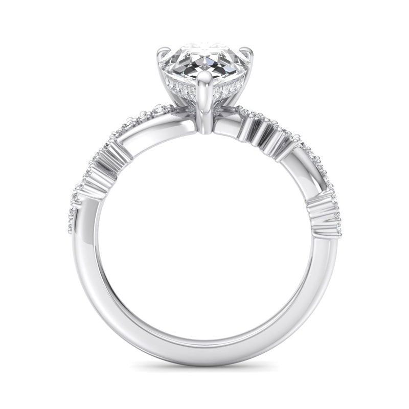 Classic Sparkle Pavé Pear Lab Grown Diamond Center Engagement Ring