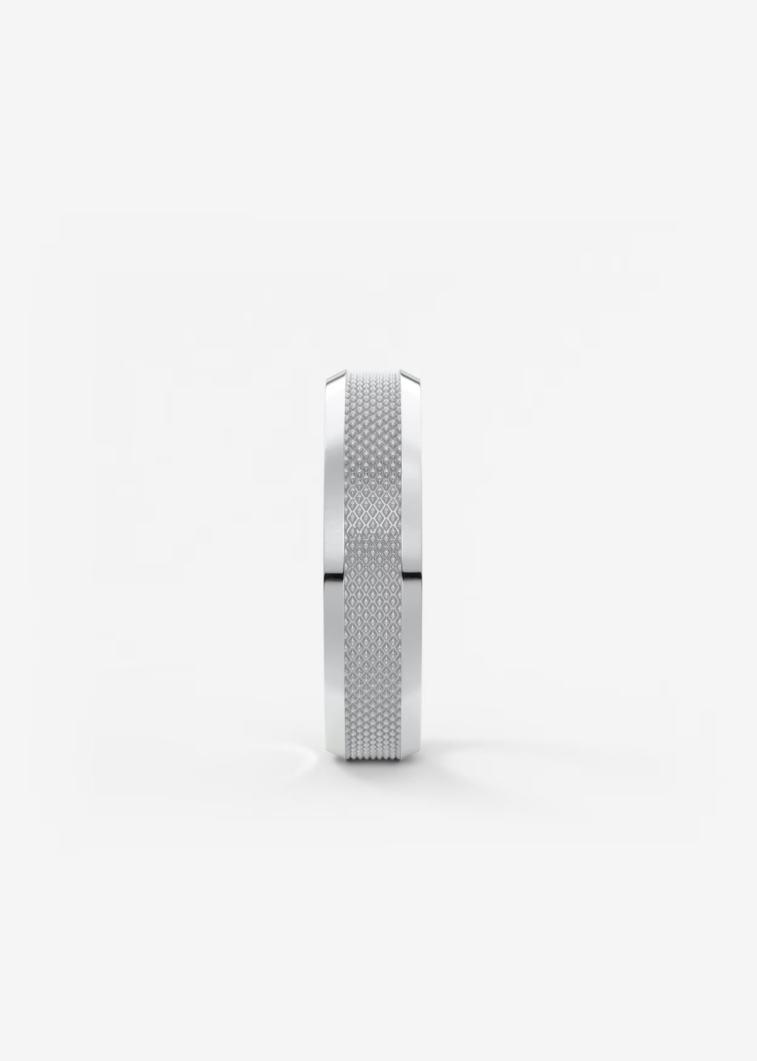 Gold Band with Polished Top and Knurled Texture Sides