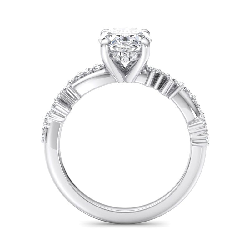 Classic Sparkle Pavé Oval Lab Grown Diamond Center Engagement Ring