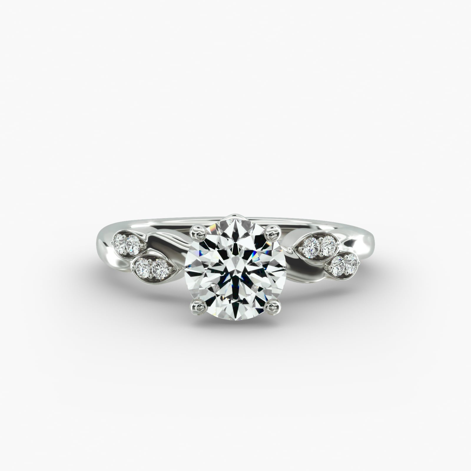 Floral Twist Cluster Round Lab Grown Diamond Center Engagement Ring