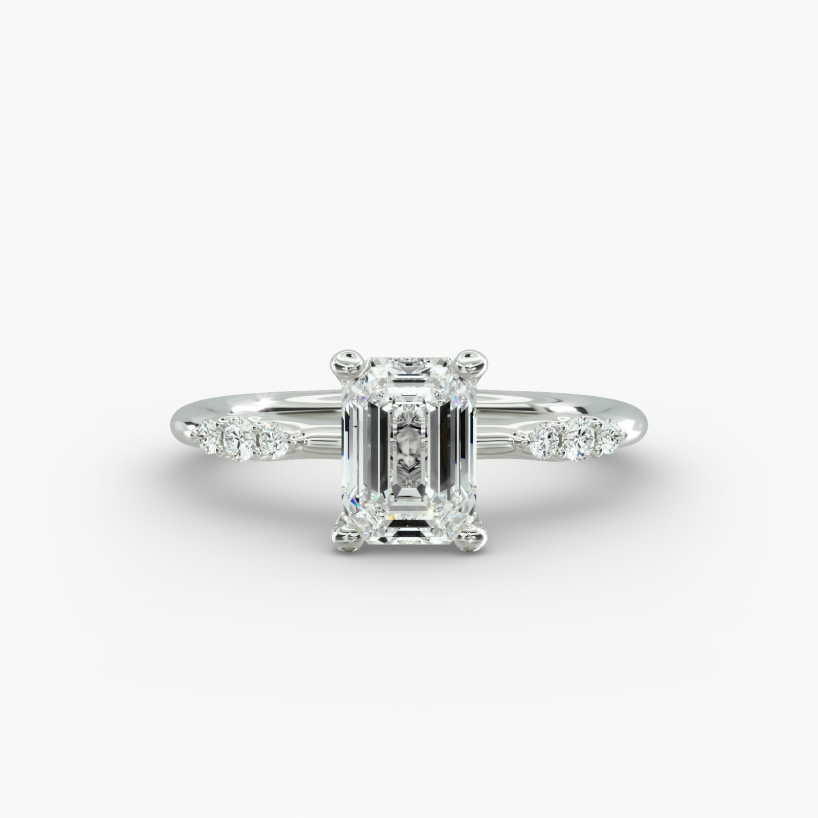 Graduated Sparkle Emerald Lab Grown Diamond Center Engagement Ring