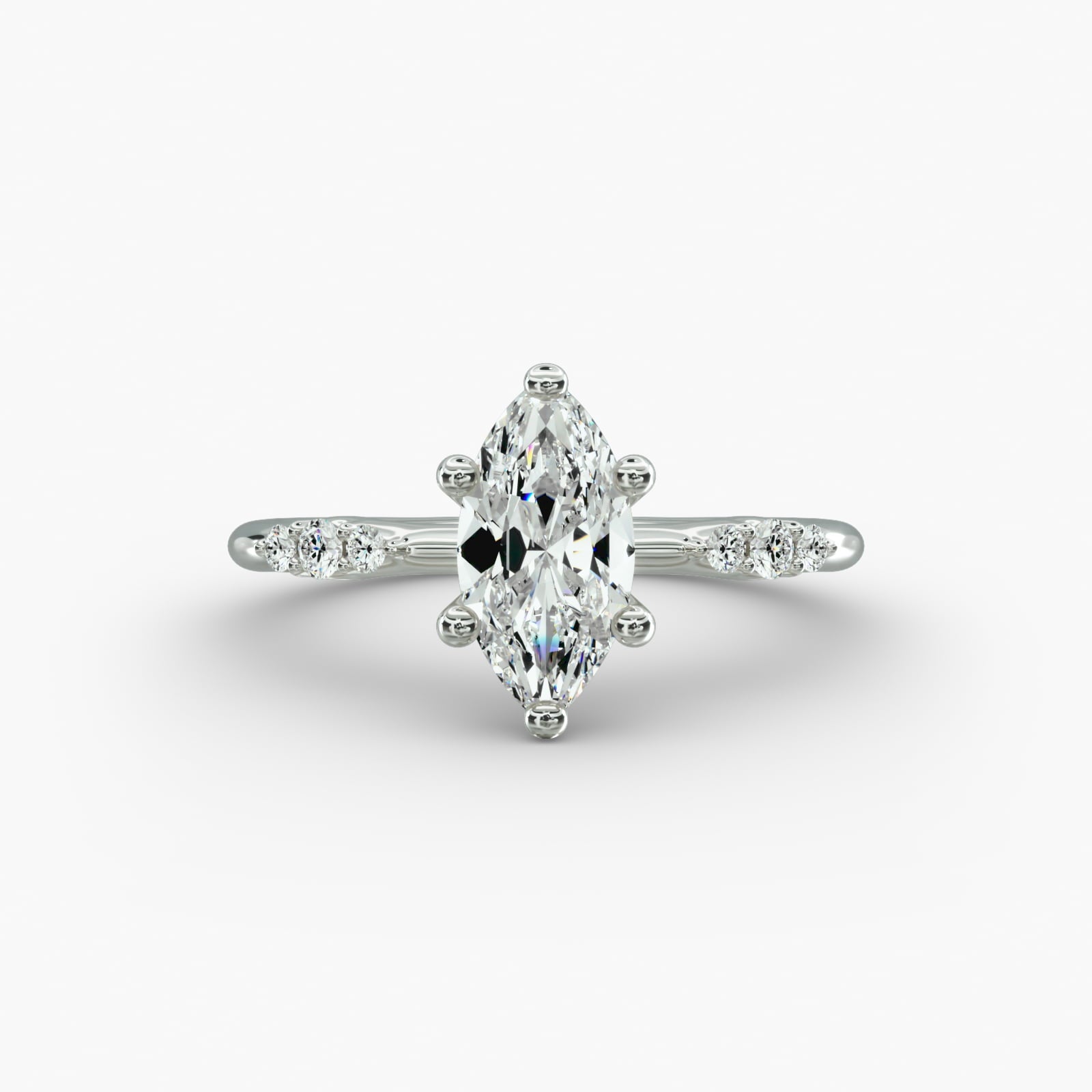 Graduated Sparkle Marquise Lab Grown Diamond Center Engagement Ring