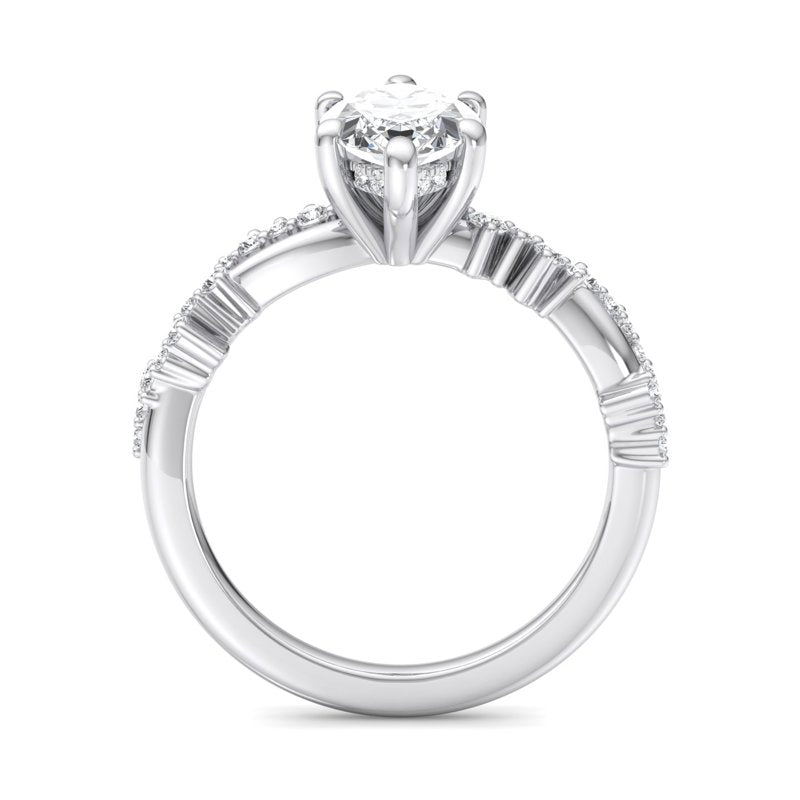 Classic Sparkle Pavé Marquise Lab Grown Diamond Center Engagement Ring
