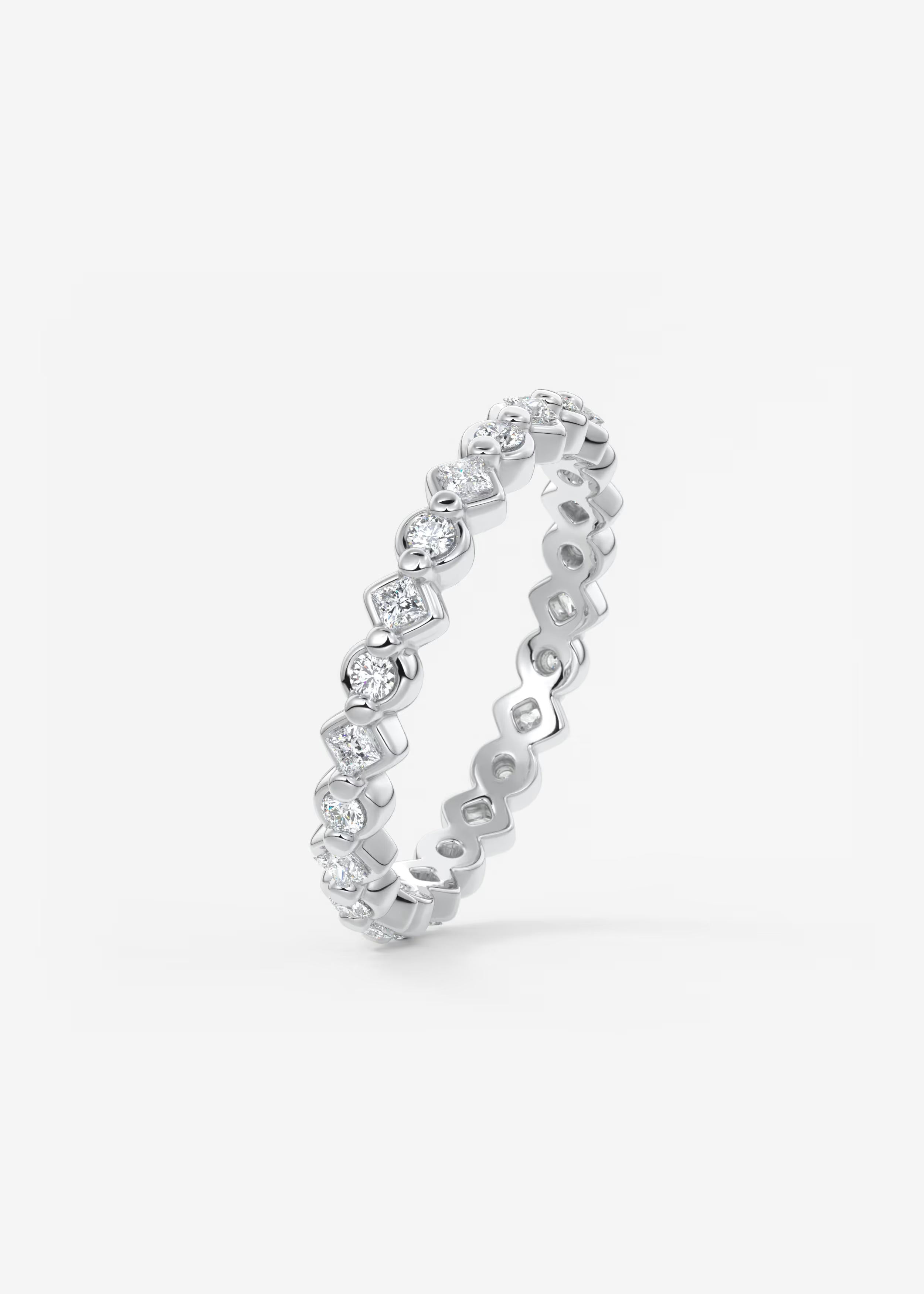 Gold Full Eternity Band with Raised Diamond‑Shaped Settings and Round Lab‑Grown Diamonds