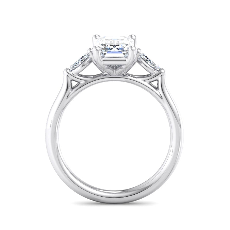 Classic Emerald-Cut Center with Side Accents Lab Grown Diamond Center Engagement Ring