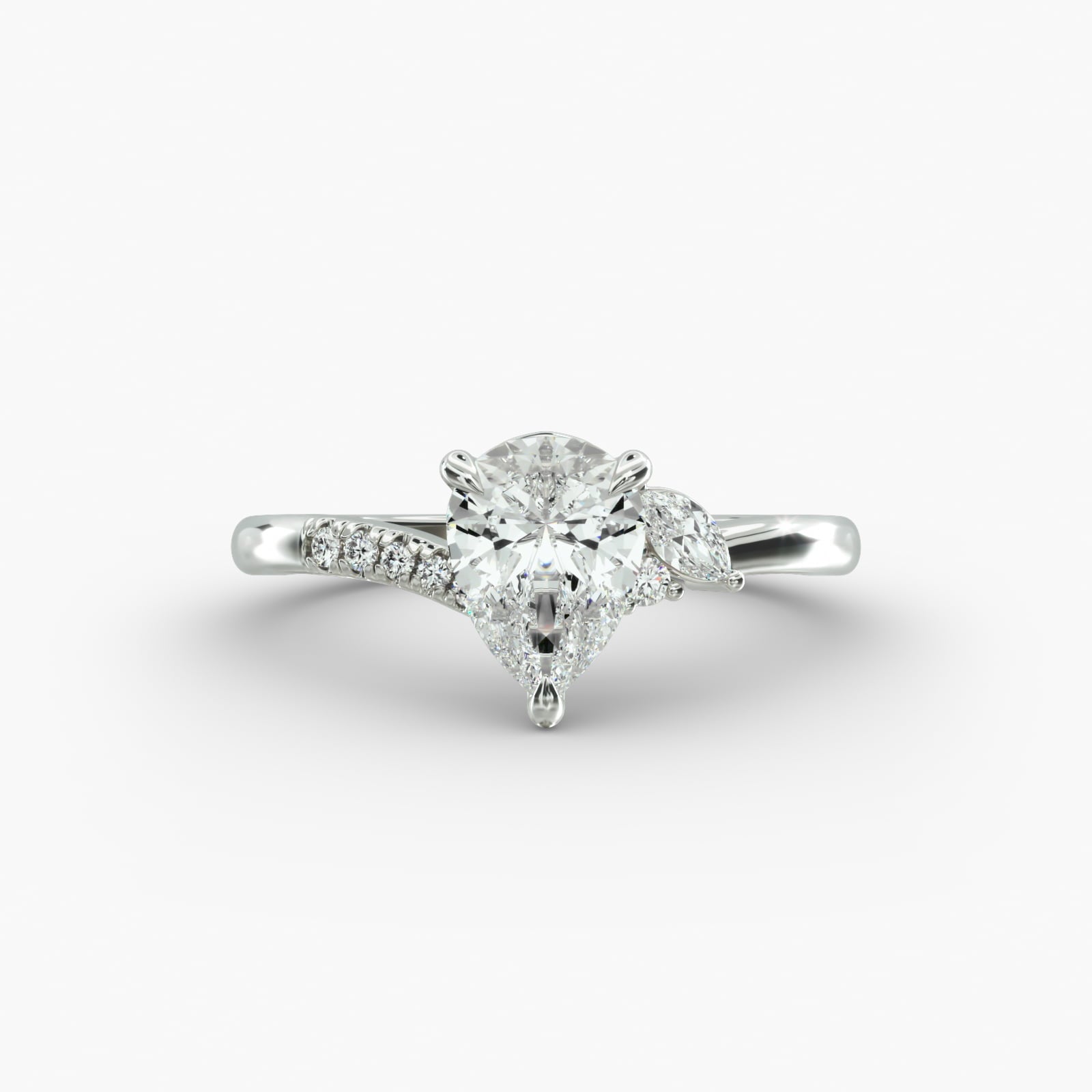 Asymmetric Elegance Pear Lab Grown Diamond Center Engagement Ring