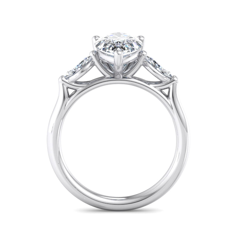 Classic Pear-Cut Center with Side Accents Lab Grown Diamond Center Engagement Ring
