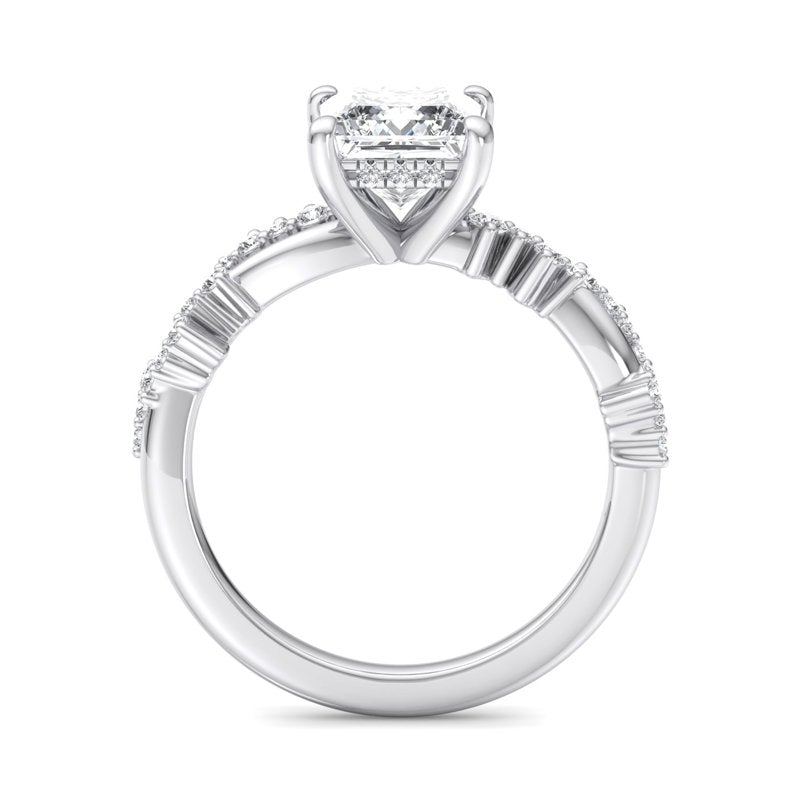 Classic Sparkle Pavé Princess Lab Grown Diamond Center Engagement Ring