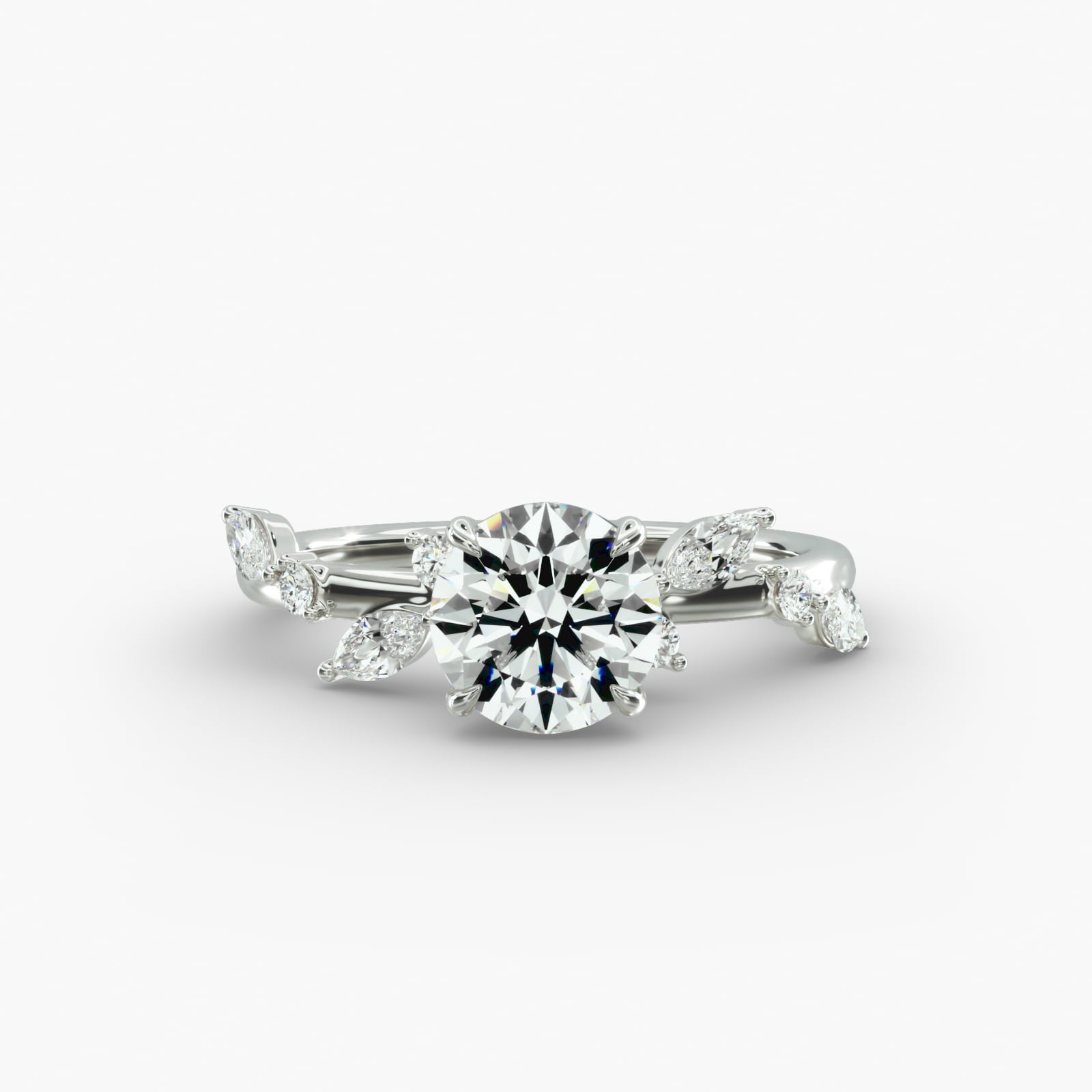 Symphony of Light Floral Round Lab Grown Diamond Center Engagement Ring