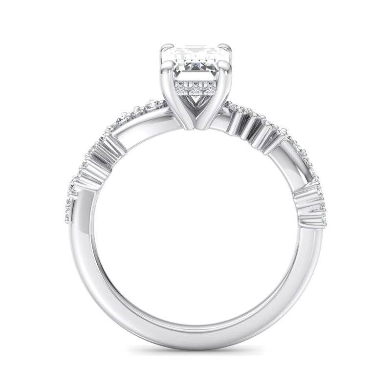 Classic Sparkle Pavé Emerald Lab Grown Diamond Center Engagement Ring