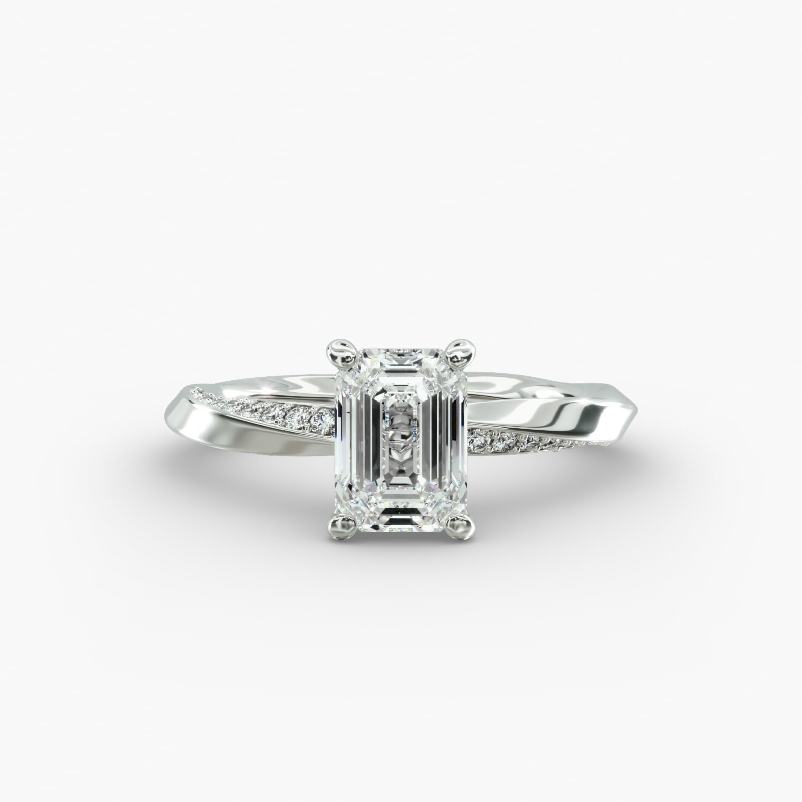 Twisted Sparkle Emerald Lab Grown Diamond Center Engagement Ring