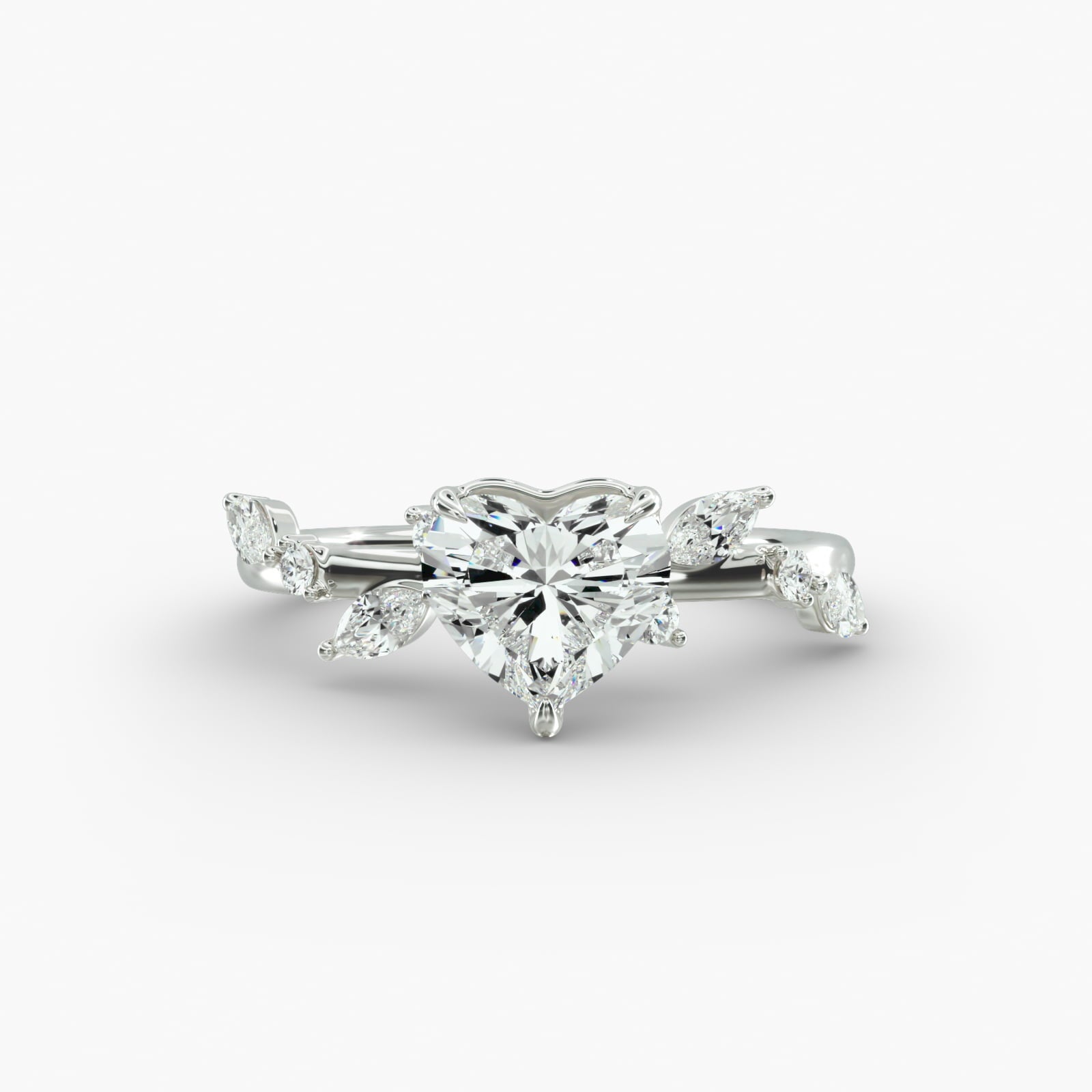 Symphony of Light Floral Heart Lab Grown Diamond Center Engagement Ring