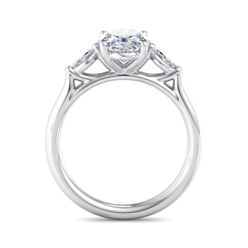 Classic Oval-Cut Center with Side Accents Lab Grown Diamond Center Engagement Ring