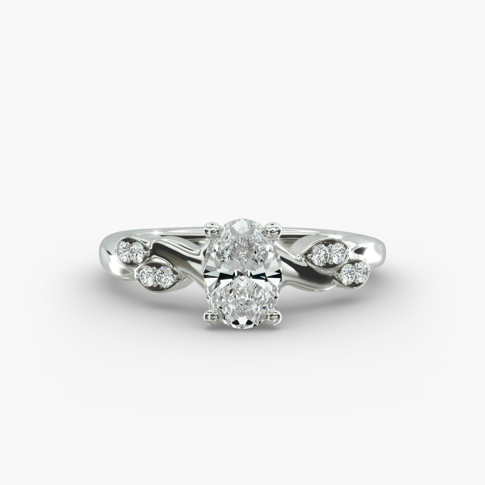 Floral Twist Cluster Oval Lab Grown Diamond Center Engagement Ring