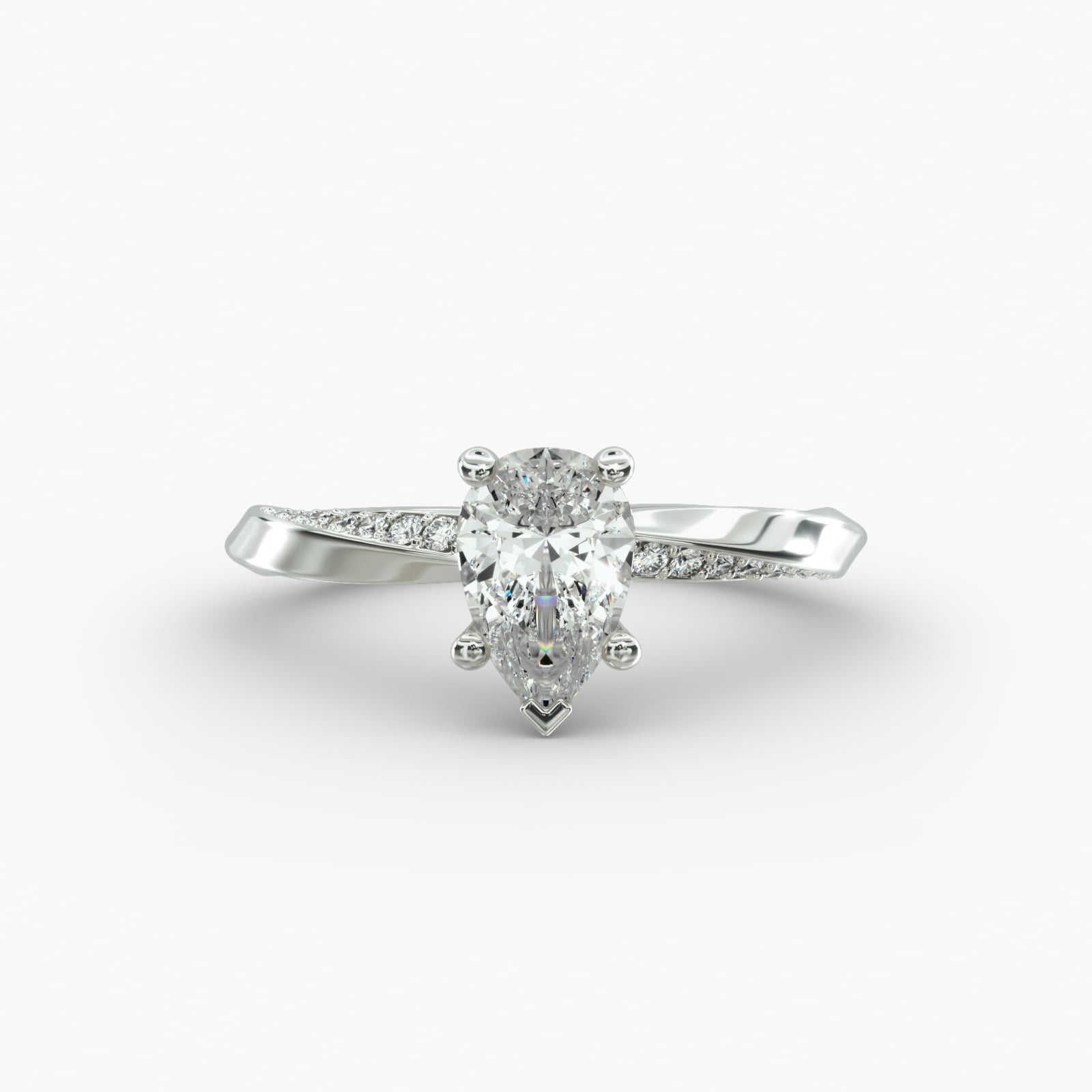 Twisted Sparkle Pear Lab Grown Diamond Center Engagement Ring
