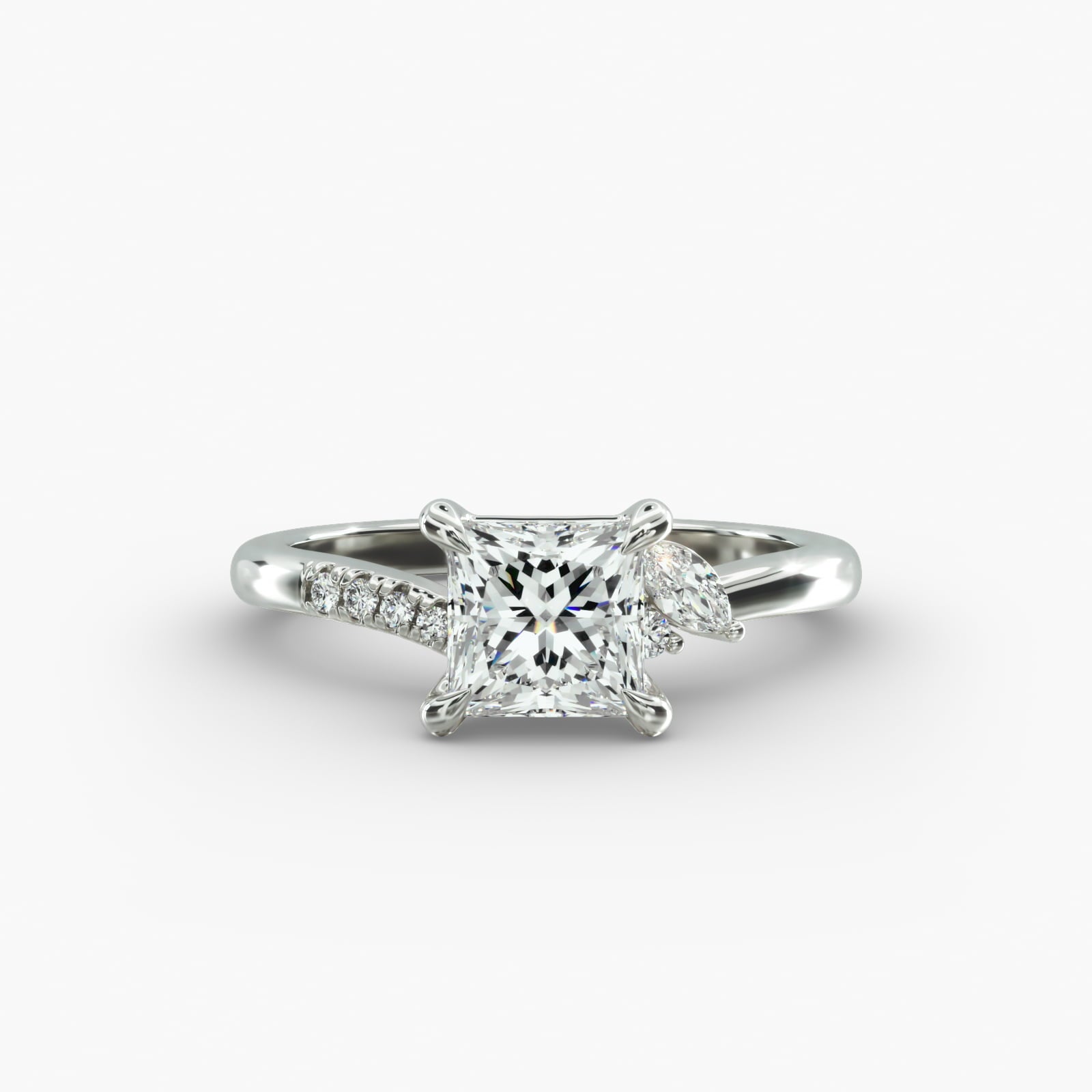 Asymmetric Elegance Princess Lab Grown Diamond Center Engagement Ring
