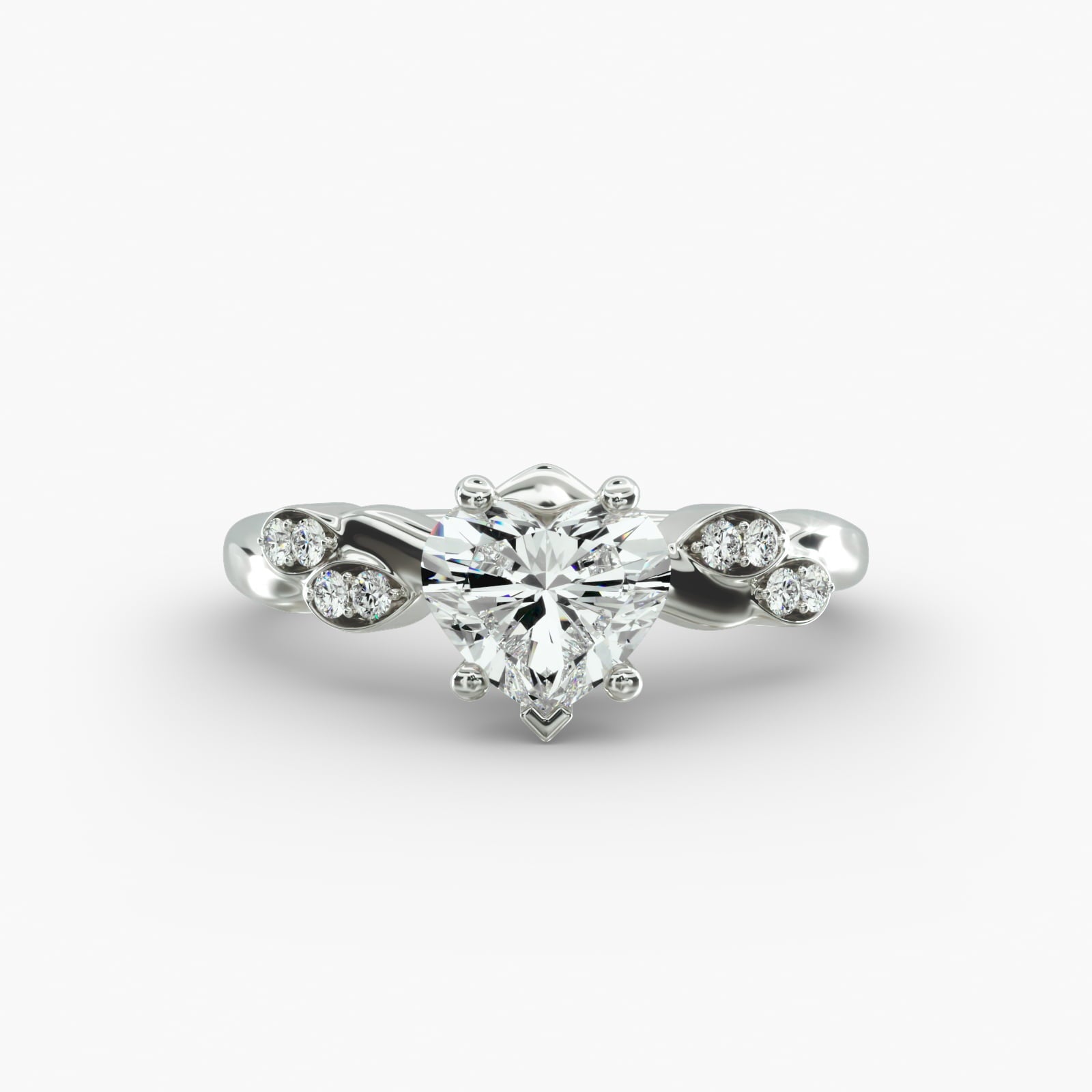 Floral Twist Cluster Heart Lab Grown Diamond Center Engagement Ring