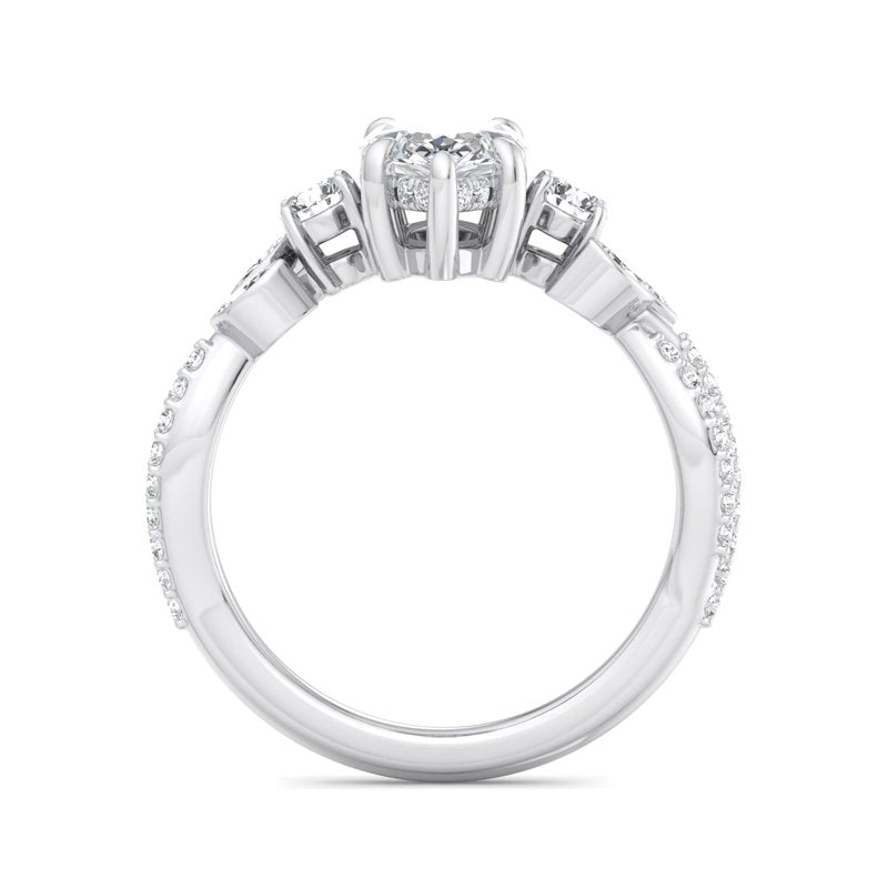 Floral Marquise Band with Beaded Detail Marquise Lab Grown Diamond Center Engagement Ring