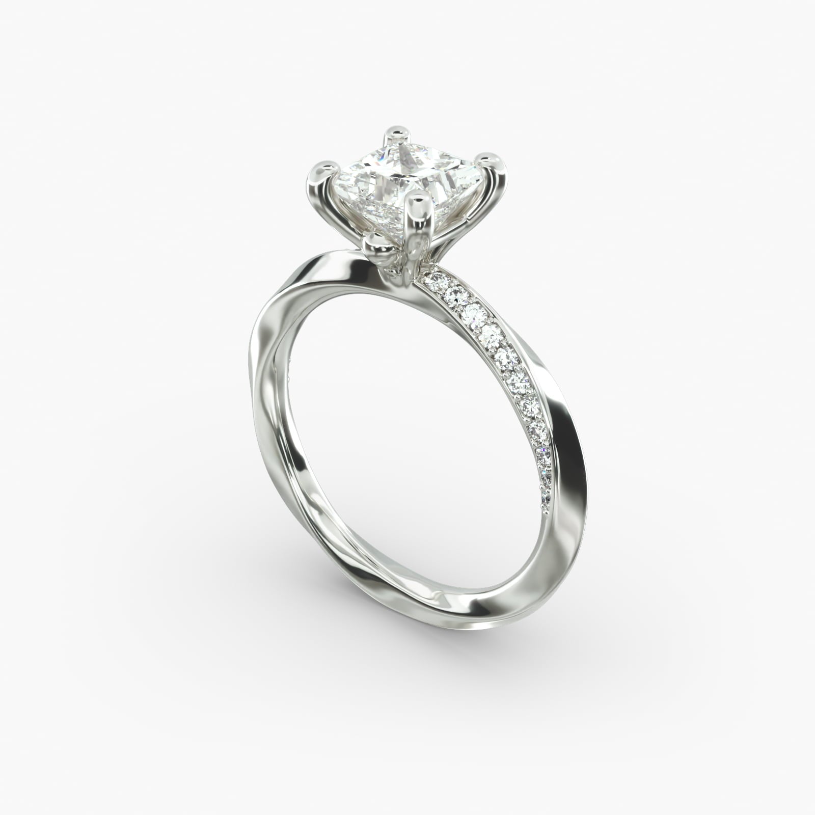 Twisted Sparkle Princess Lab Grown Diamond Center Engagement Ring
