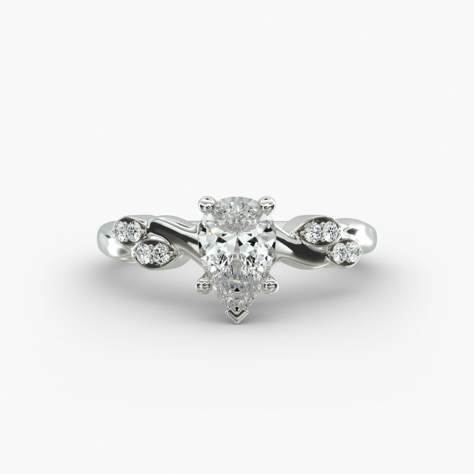 Floral Twist Cluster Pear Lab Grown Diamond Center Engagement Ring