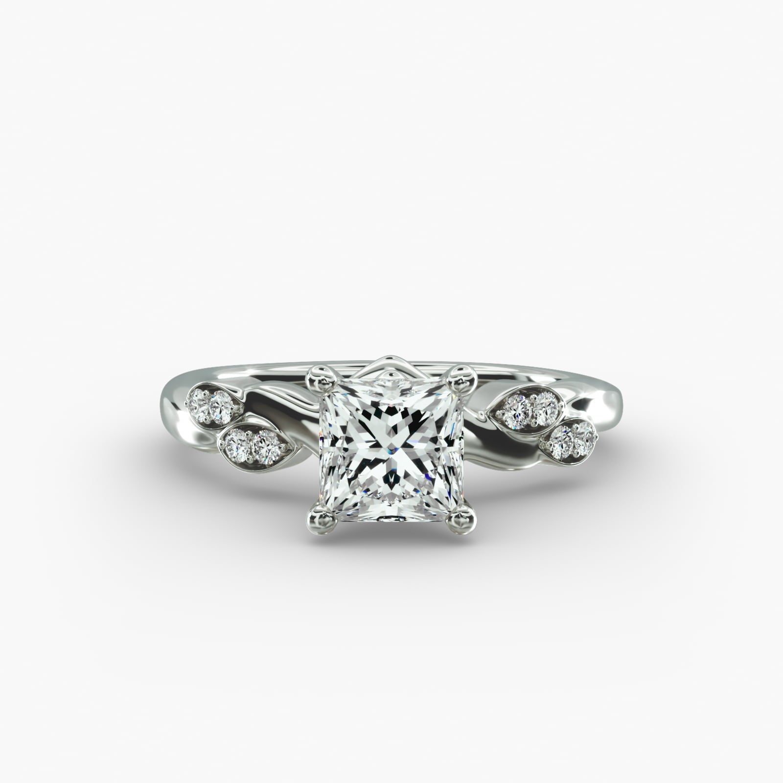 Floral Twist Cluster Princess Lab Grown Diamond Center Engagement Ring