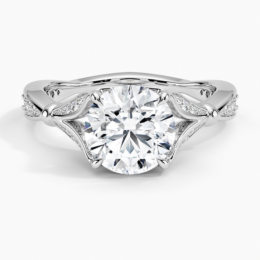 Leaf Embrace Split-Shank Round Lab Grown Diamond Center Engagement Ring