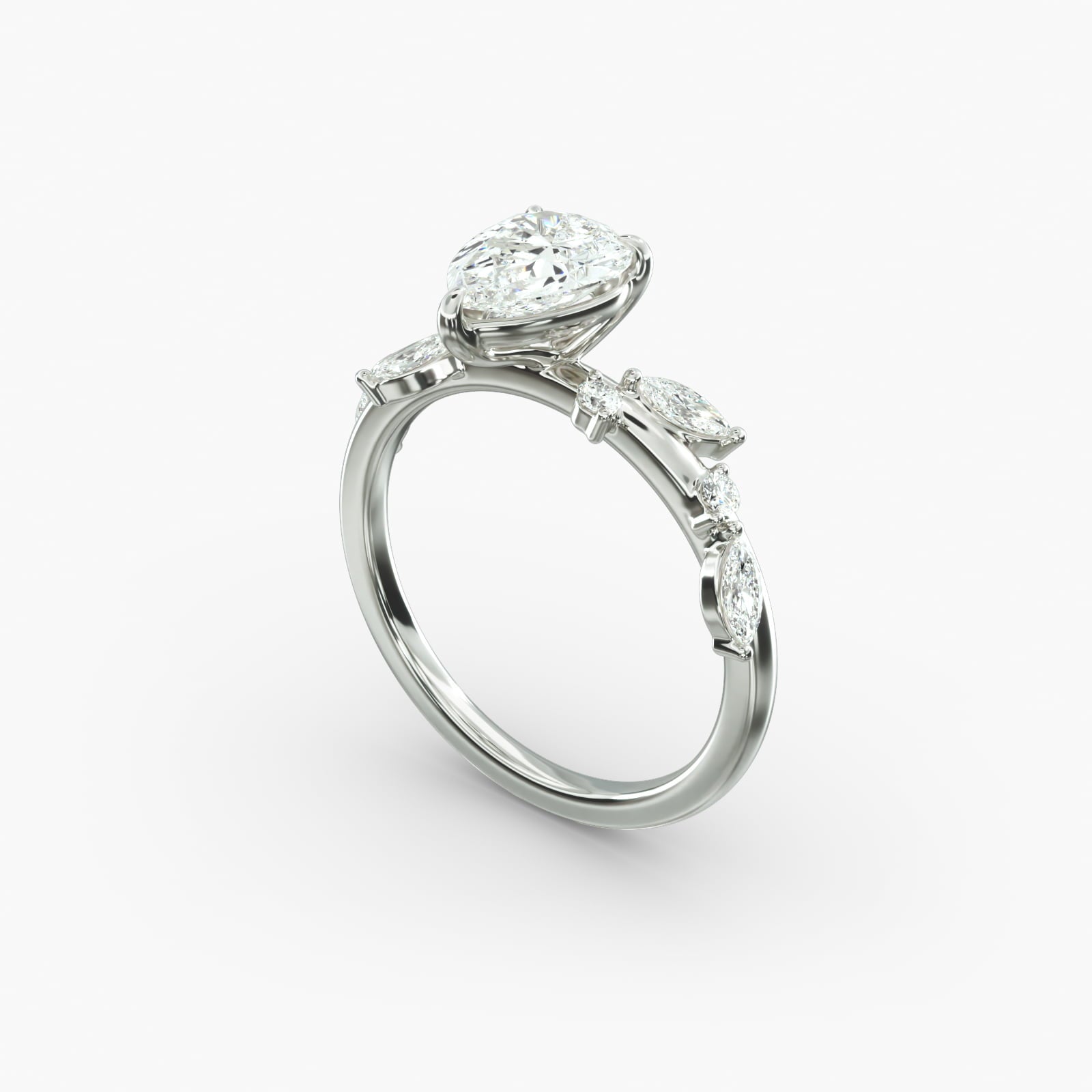 Symphony of Light Floral Pear Lab Grown Diamond Center Engagement Ring