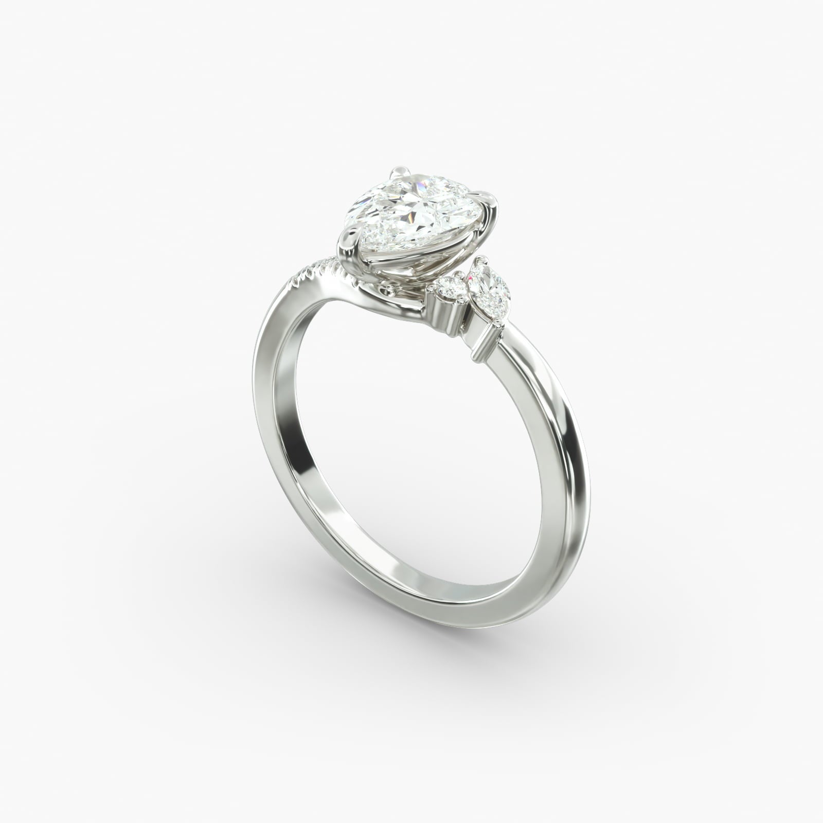 Asymmetric Elegance Pear Lab Grown Diamond Center Engagement Ring