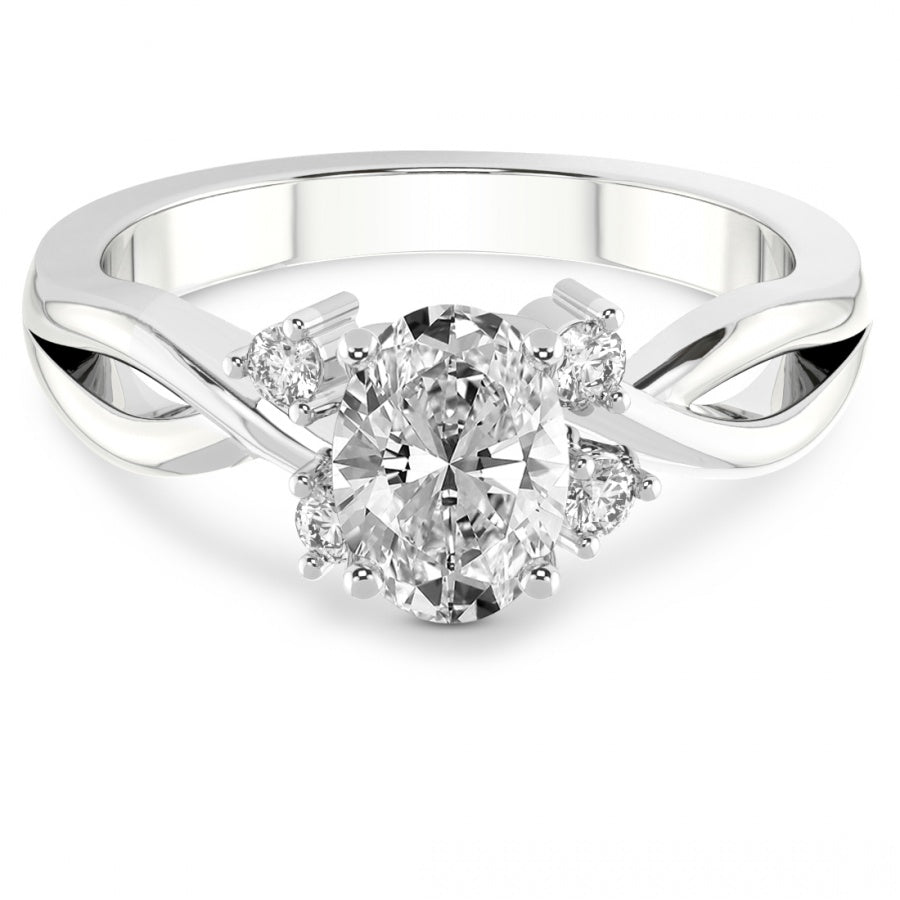 Twist Band Radiance oval Lab Grown Diamond Center Engagement Ring