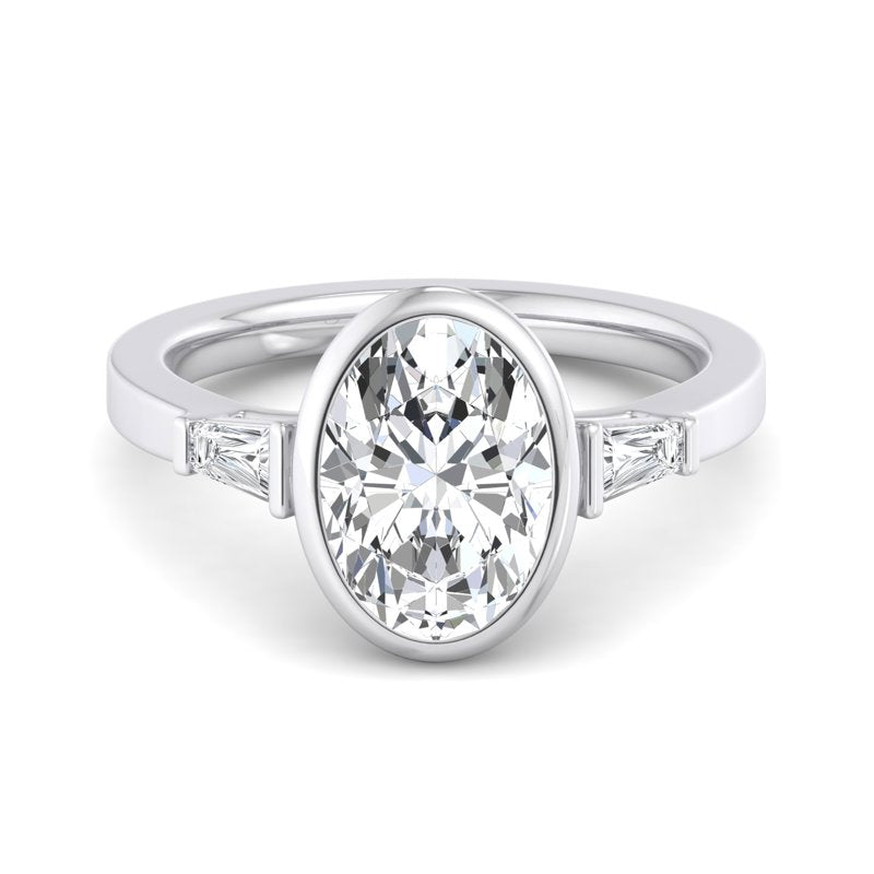 Timeless Bezel-Set Oval Lab Grown Diamond Center Engagement Ring