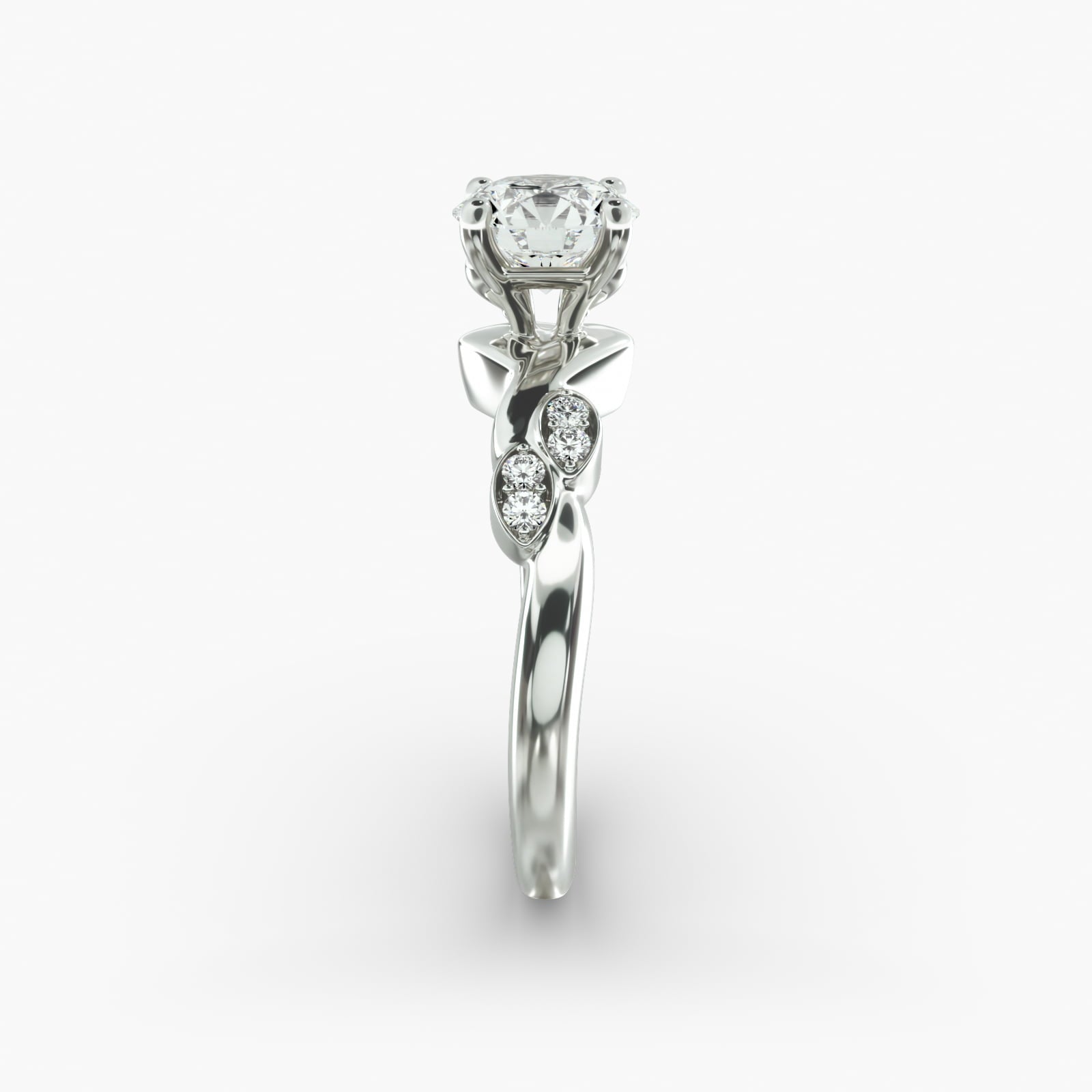 Floral Twist Cluster Round Lab Grown Diamond Center Engagement Ring